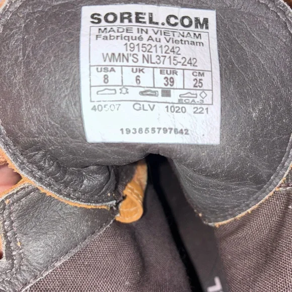 SOREL Women's Cate Lace Bootie Waterproof Leather Rain Boot in Brown Size 8 - Picture 7 of 7